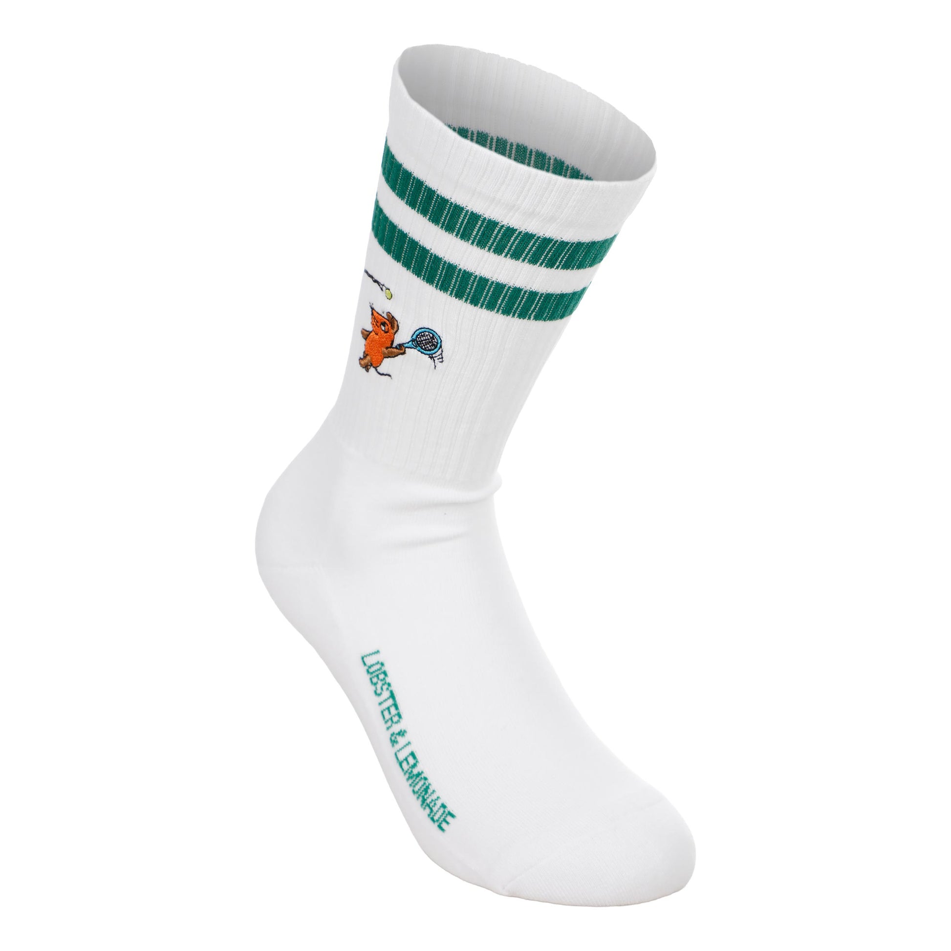 Lobster & Lemonade Maus Tennis Chaussettes de sport Unisex - blanc, vert