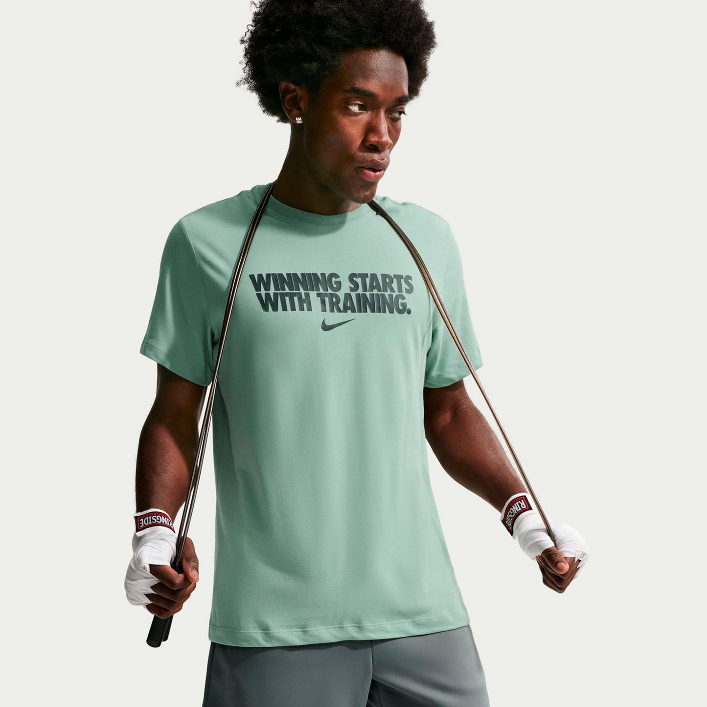 Nike Dri-Fit Winning T-shirt Hommes - blanc cassé, gris