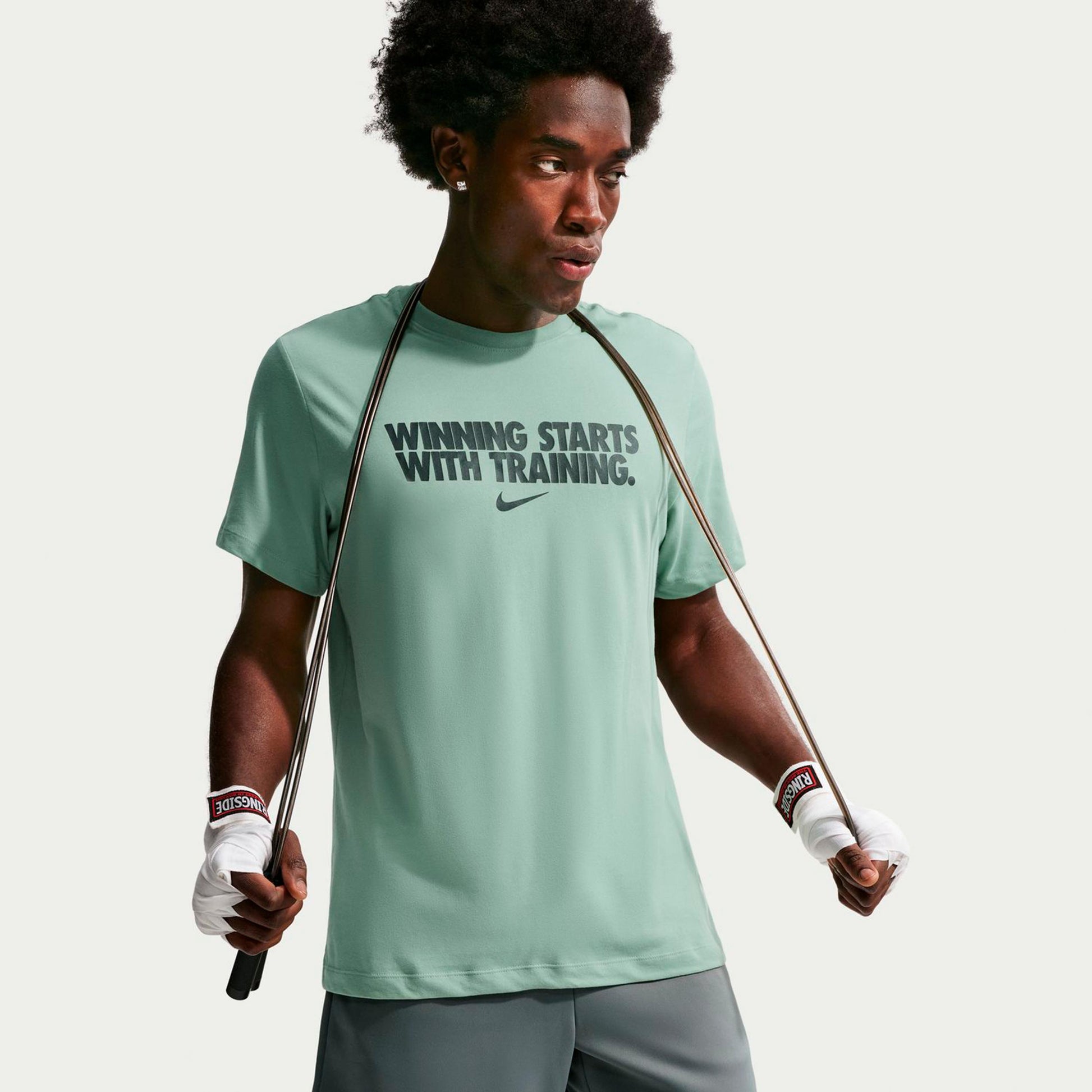Nike Dri-Fit Winning T-shirt Hommes - blanc cassé, gris