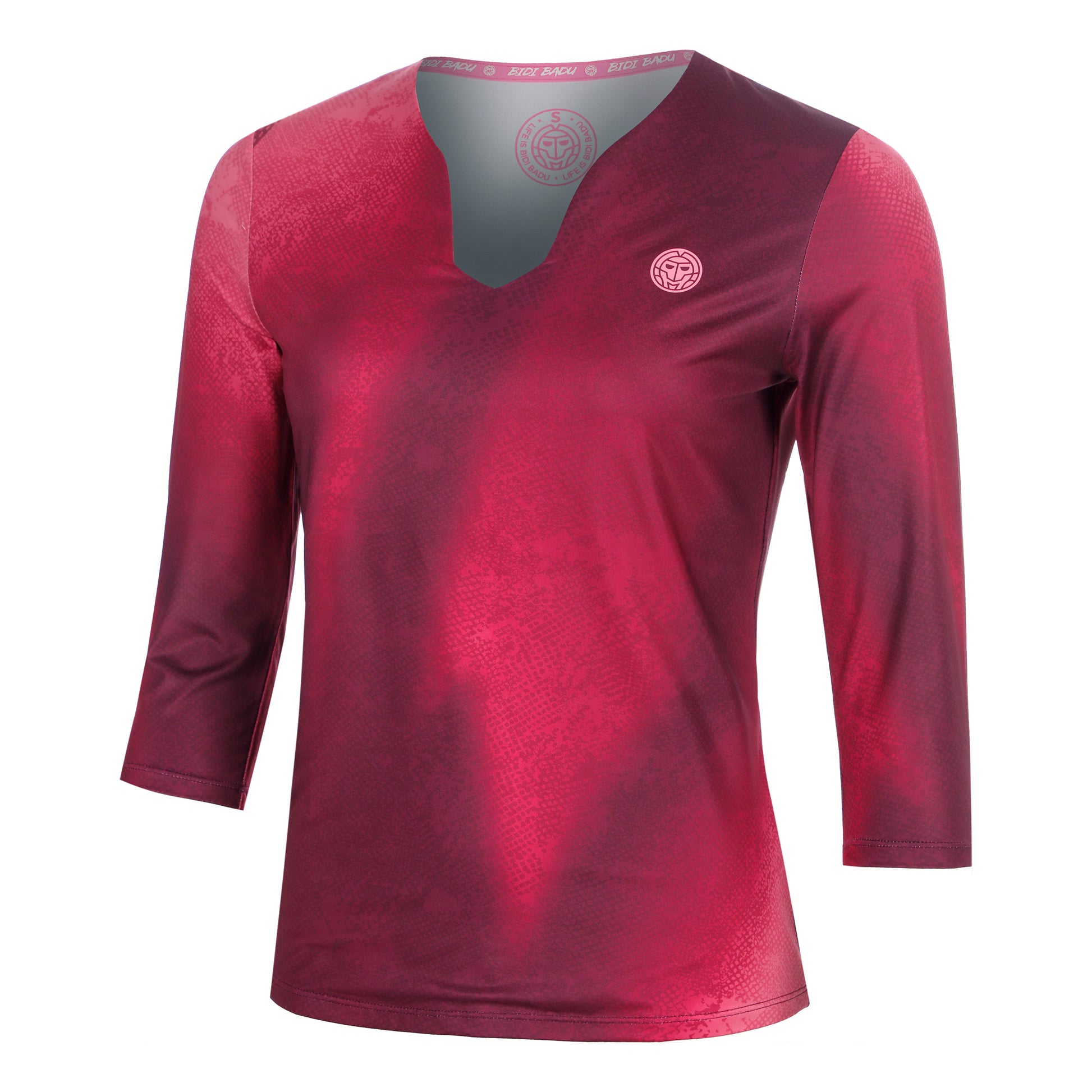 BIDI BADU Freeze Out V-Neck Printed  Haut manches longues Femmes - rouge foncé