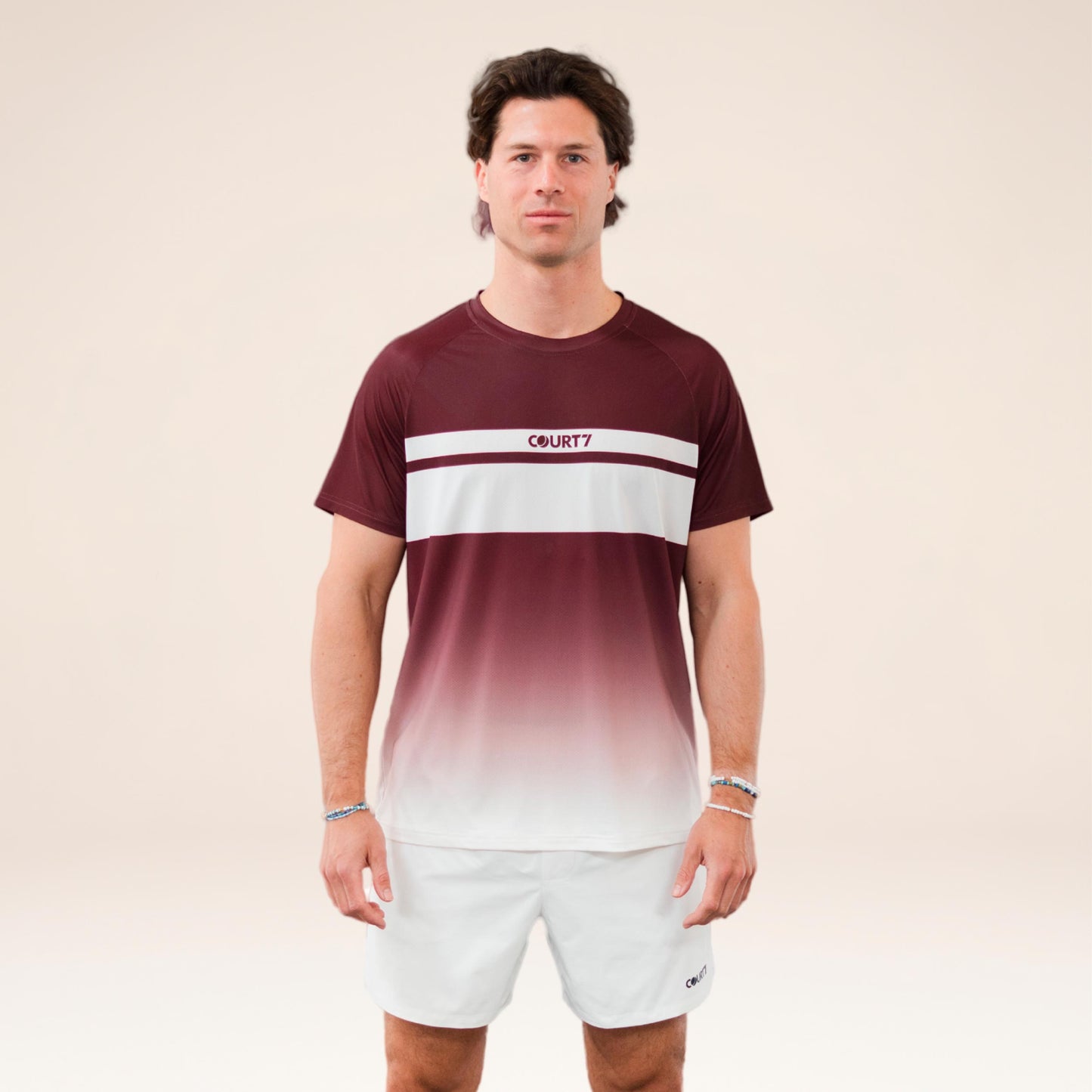 COURT7 Performance Gradient Stripe T-shirt Hommes - rouge