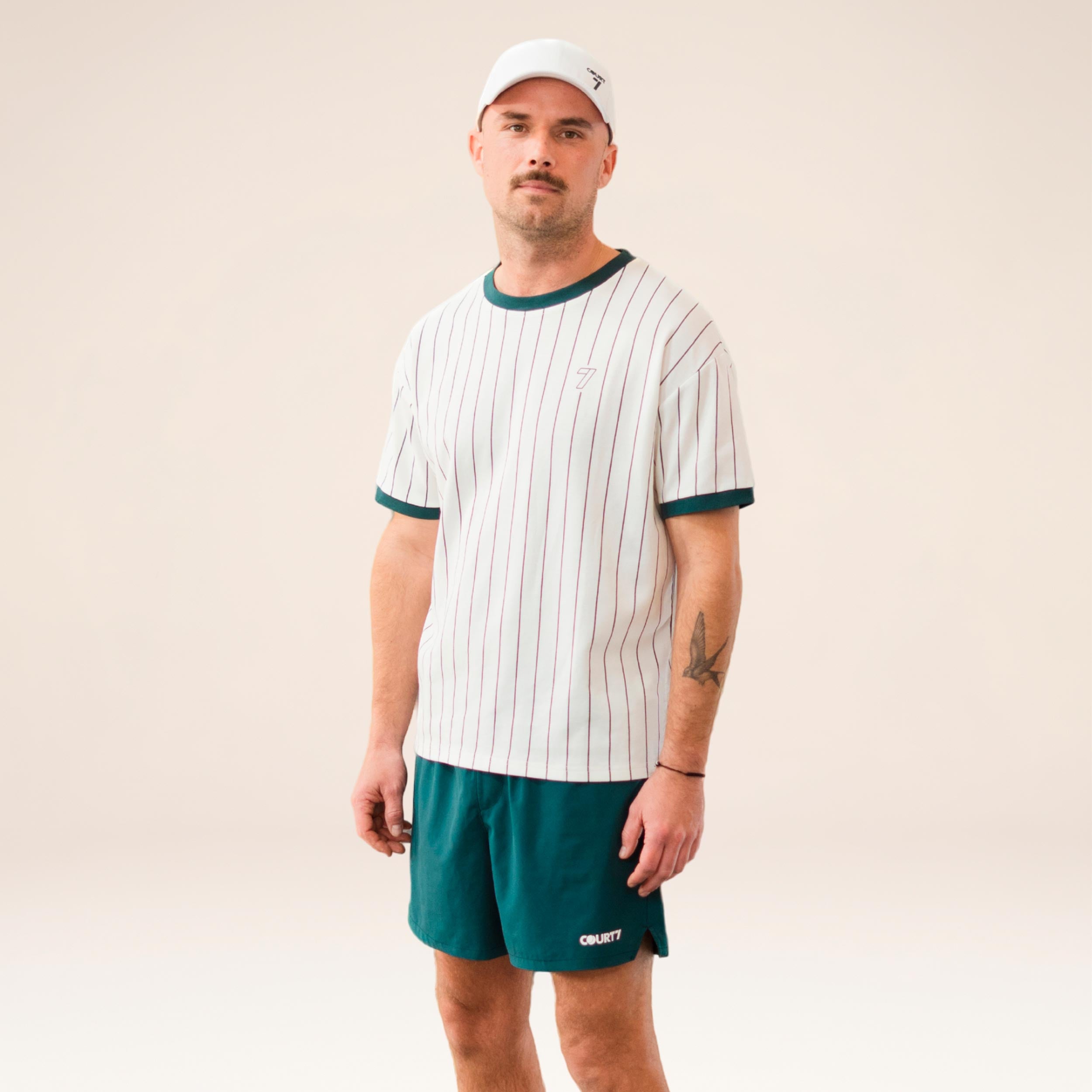 COURT7 AD-IN Stripes 2.0 T-shirt Unisex - blanc cassé, vert foncé