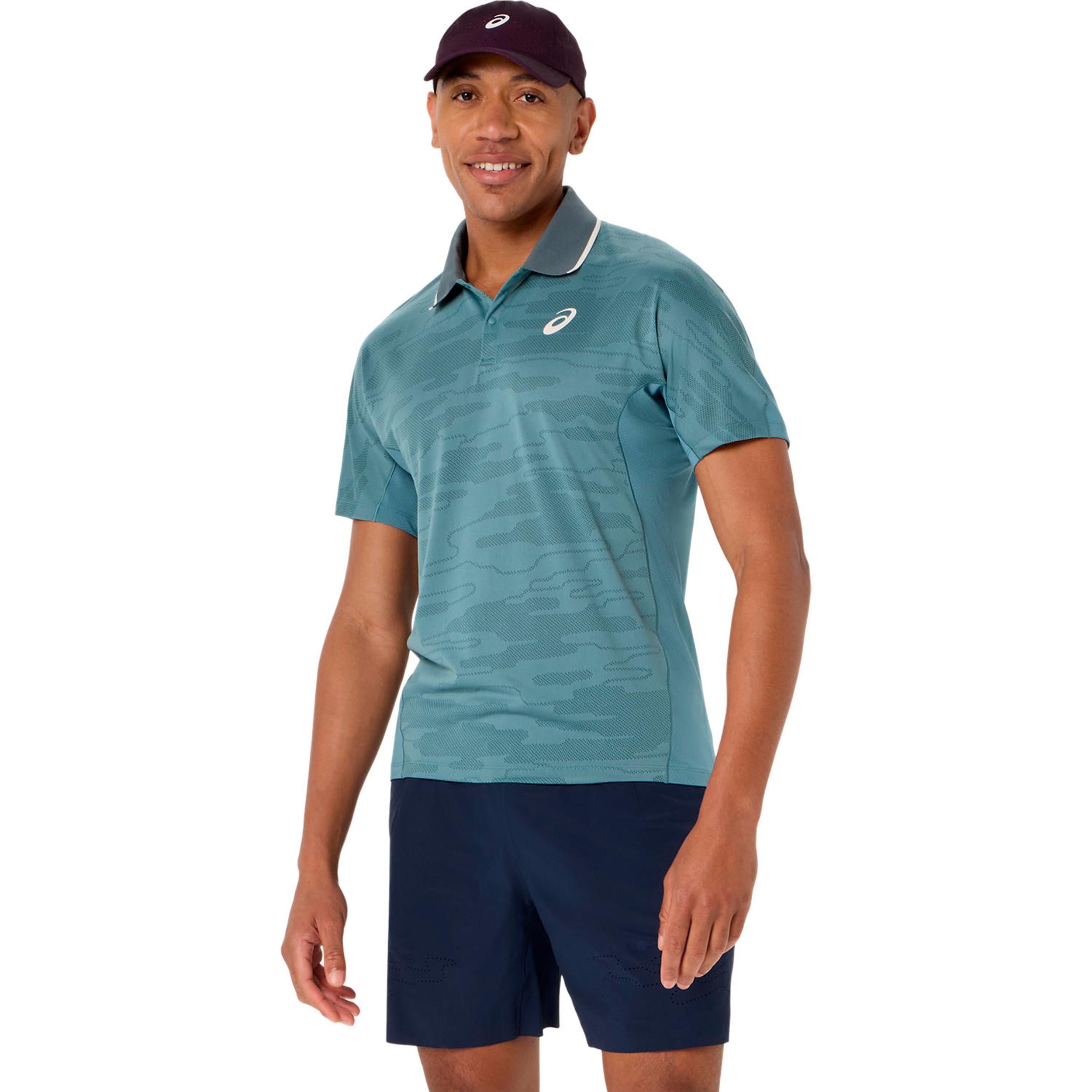 ASICS Match Jacquard Polo Hommes - bleu petrol, gris