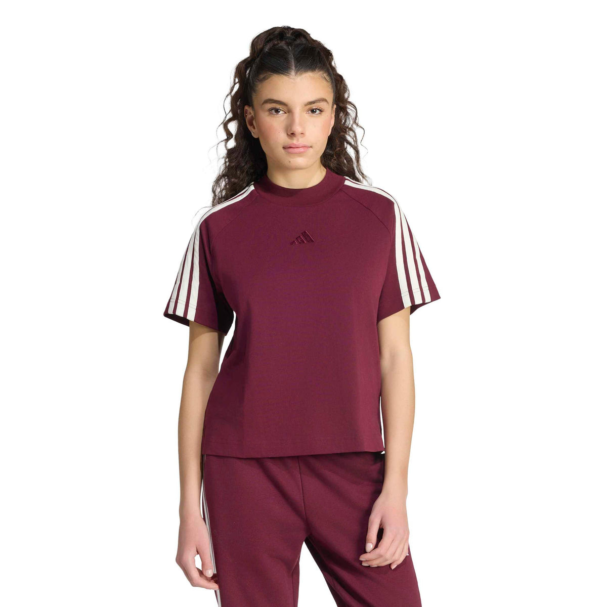 adidas 3Stripes T-shirt Femmes - rouge vin, blanc
