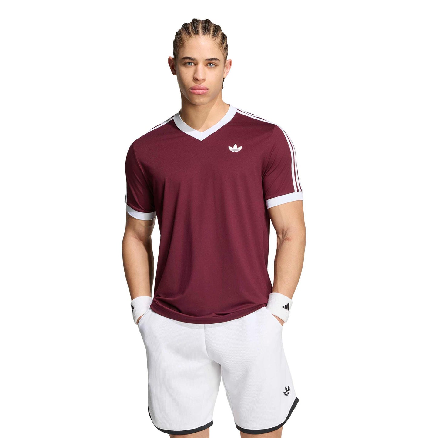 adidas Classics T-shirt Hommes - rouge vin, blanc