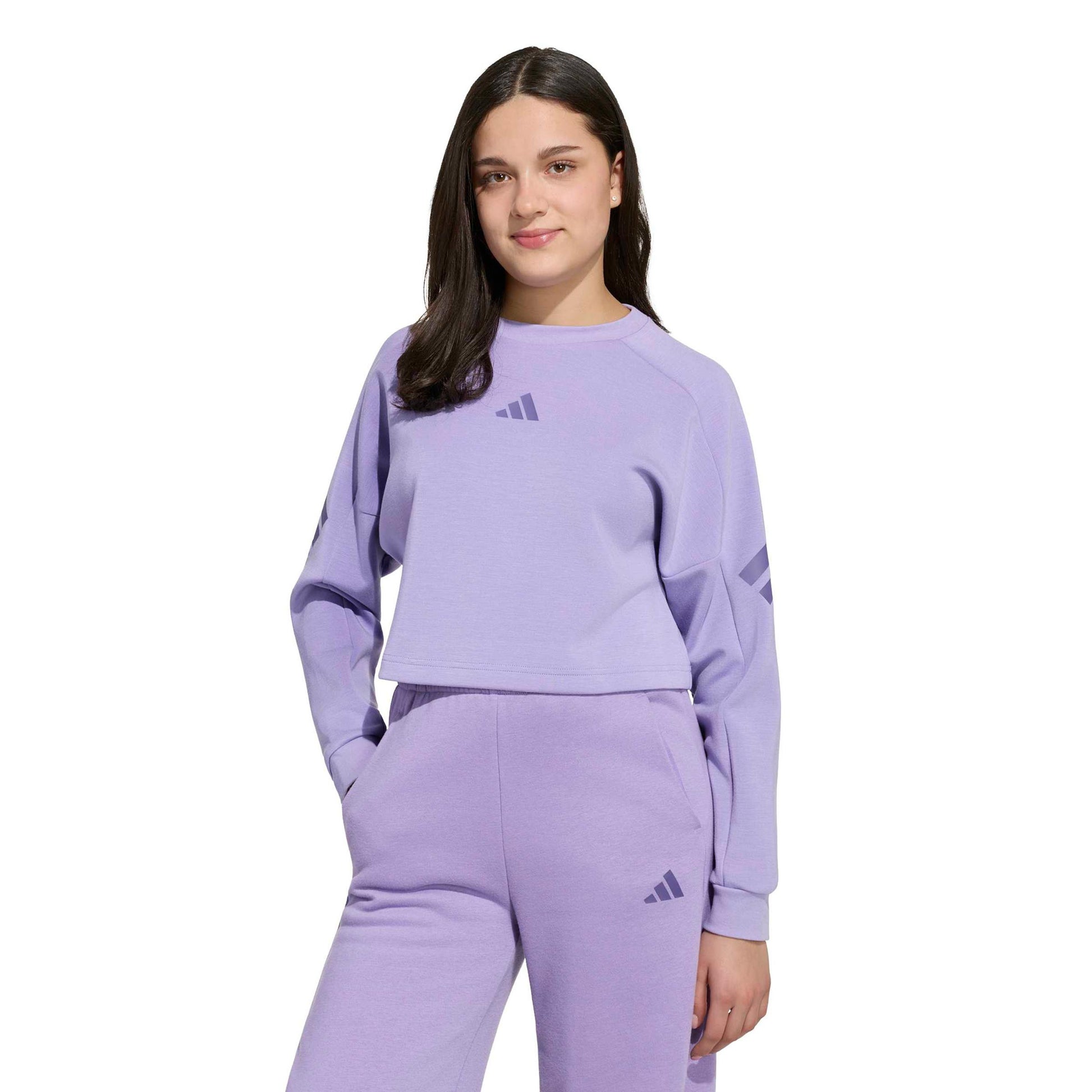 adidas 3Stripes Crew Crop Sweat-shirt Enfants - lilas