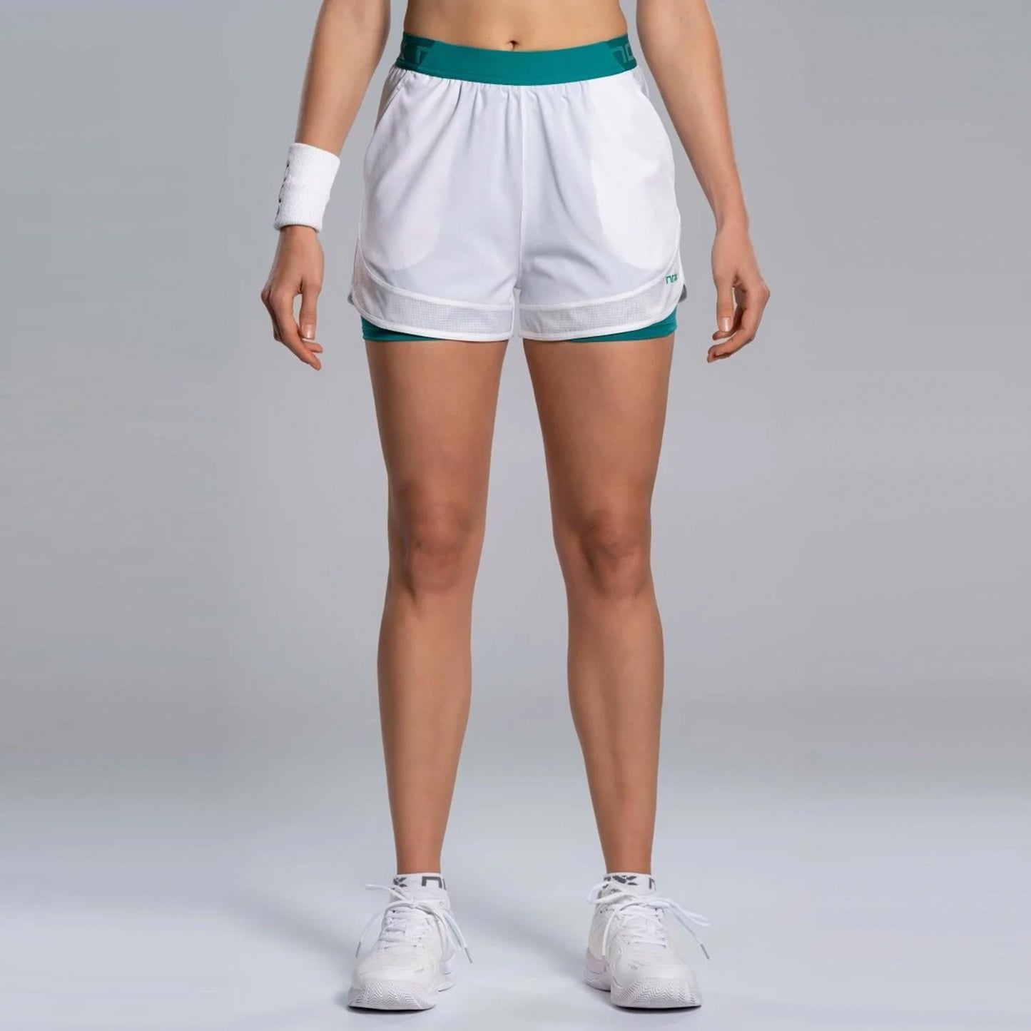 NOX Pro Shorts Femmes - blanc, bleu-vert