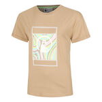 V&ecirc;tements Quiet Please Quiet Please Wild Swirl Court T-shirt Femmes-Beige,Multicouleur
