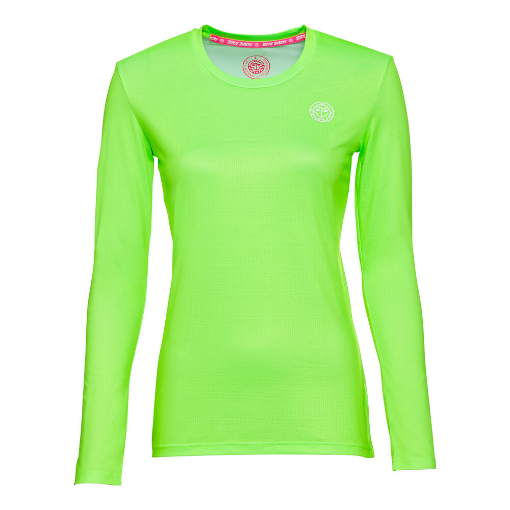 Pia Tech Roundneck Haut Manches Longues Femmes - Vert Fluo , Blanc
