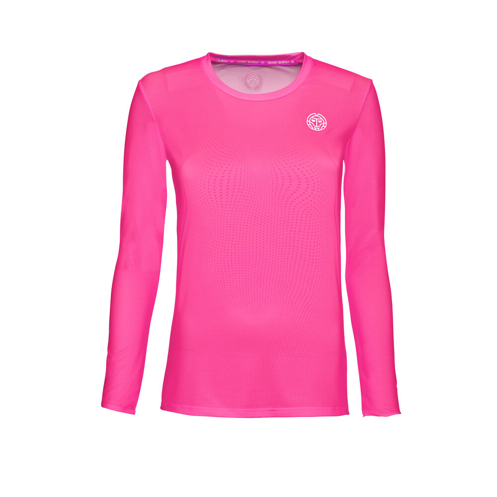 Mina Tech Roundneck Haut Manches Longues Filles - Pink , Blanc