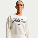 V&ecirc;tements de tennis Nike Nike Court Fleece Crew Sweat-shirt Femmes-cr&egrave;me, bleu fonc&eacute;