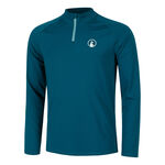 V&ecirc;tements Quiet Please Quiet Please Create Big Serve 1/4 Zip Haut Manches Longues Hommes-Bleu Petrol, Blanc