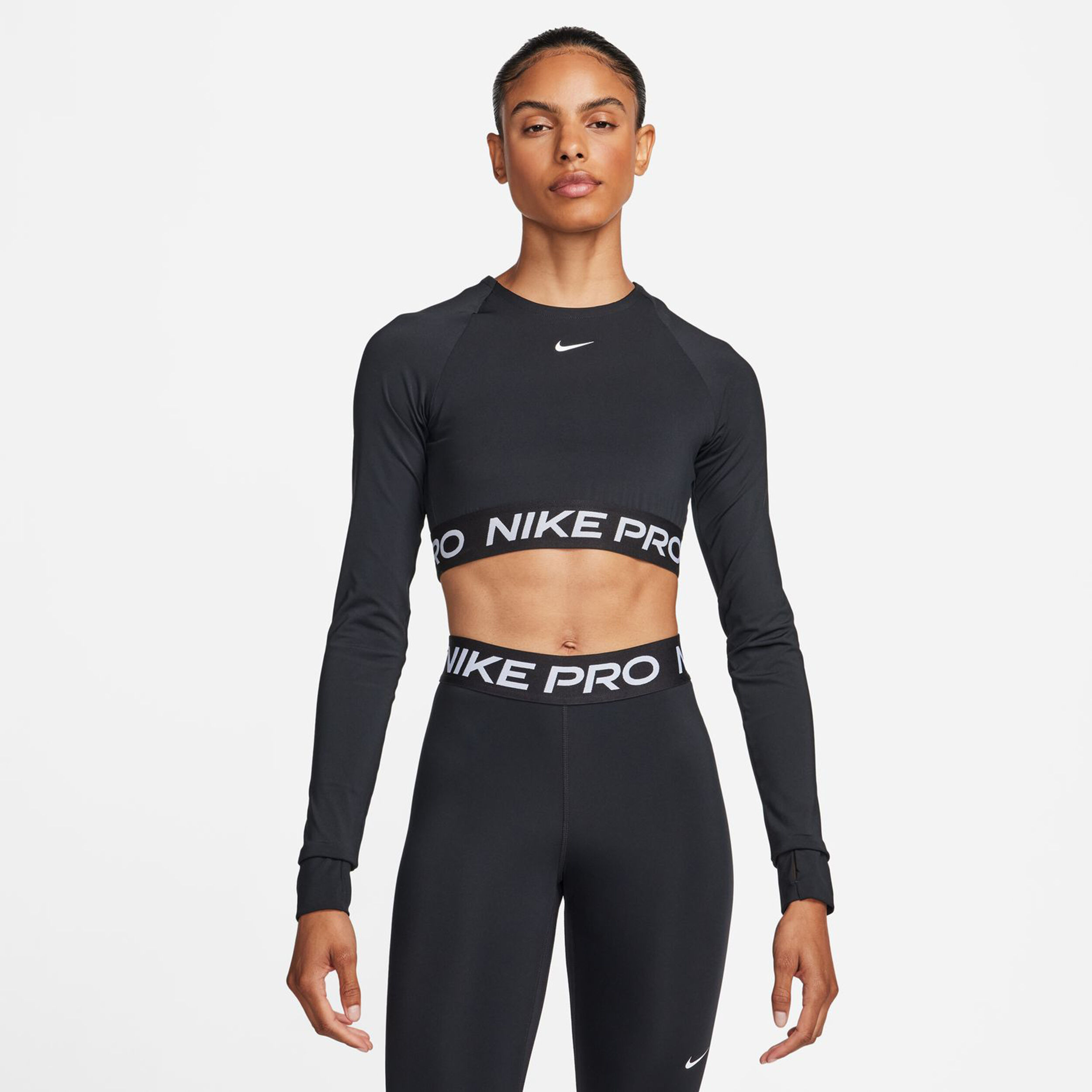 Buy Nike Pro Dri Fit 365 Crop Haut Manches Longues Femmes Noir online Padel Point FR