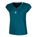 V&ecirc;tements de tennis Quiet Please Quiet Please Create Volley T-shirt Femmes-Bleu Petrol, Blanc