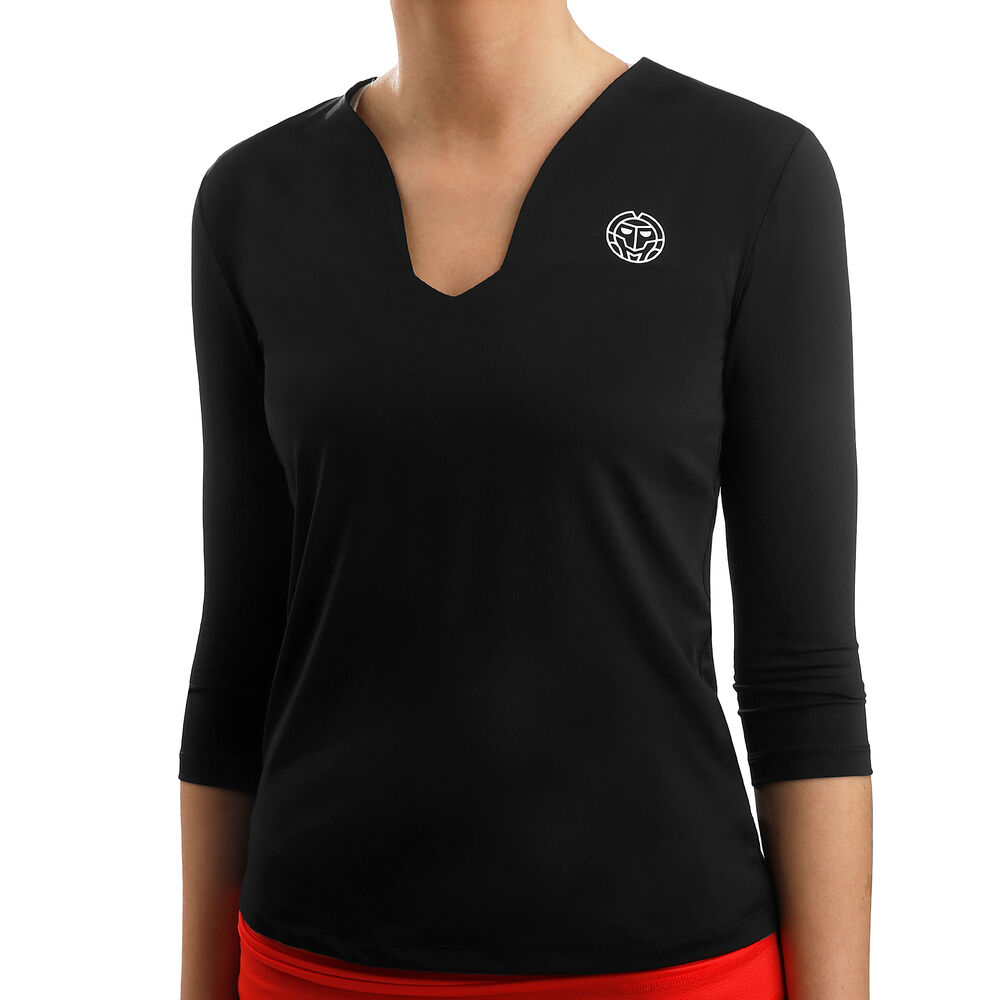 Ariana Tech V-Neck Haut Manches Longues Femmes - Noir , Blanc